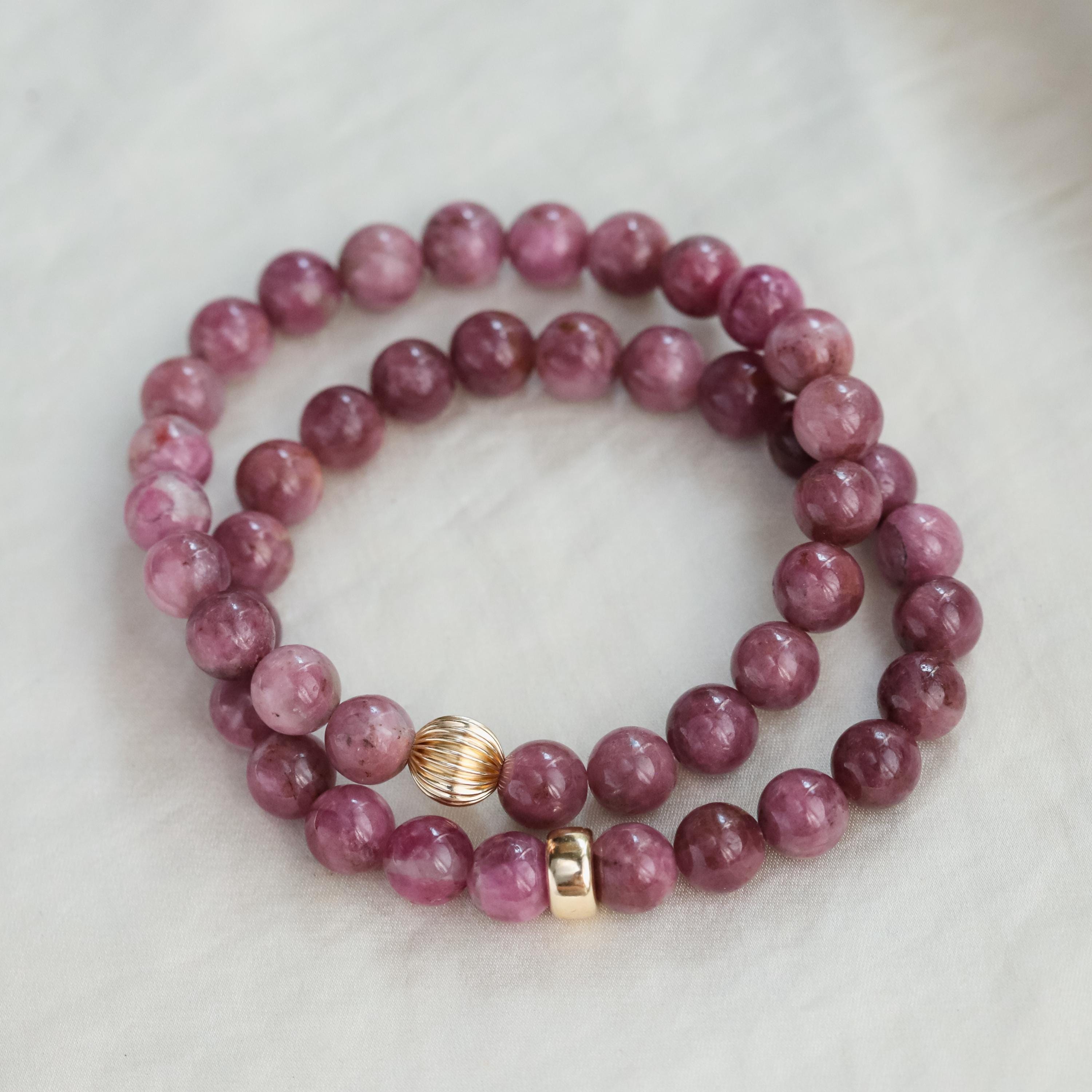 14k Gold Rare Pink Tourmaline Bracelet | Pink  Tourmaline Beaded Bracelet 8mm [ebpm2018] | Pink Tourmaline Jewelry | Tourmaline Bracelet