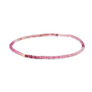 14K GOLD Genuine Pink Tourmaline Bracelet | [EBPM1098] Pink tourmaline beaded bracelet| Pink Tourmaline Jewelry | pink tourmaline *BSS *G