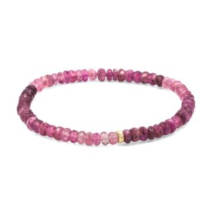 14K GOLD pink Tourmaline bracelet | [EBPM1718] bracelet pink tourmaline |  ombre tourmaline jewelry | Dainty pink tourmaline bracelet