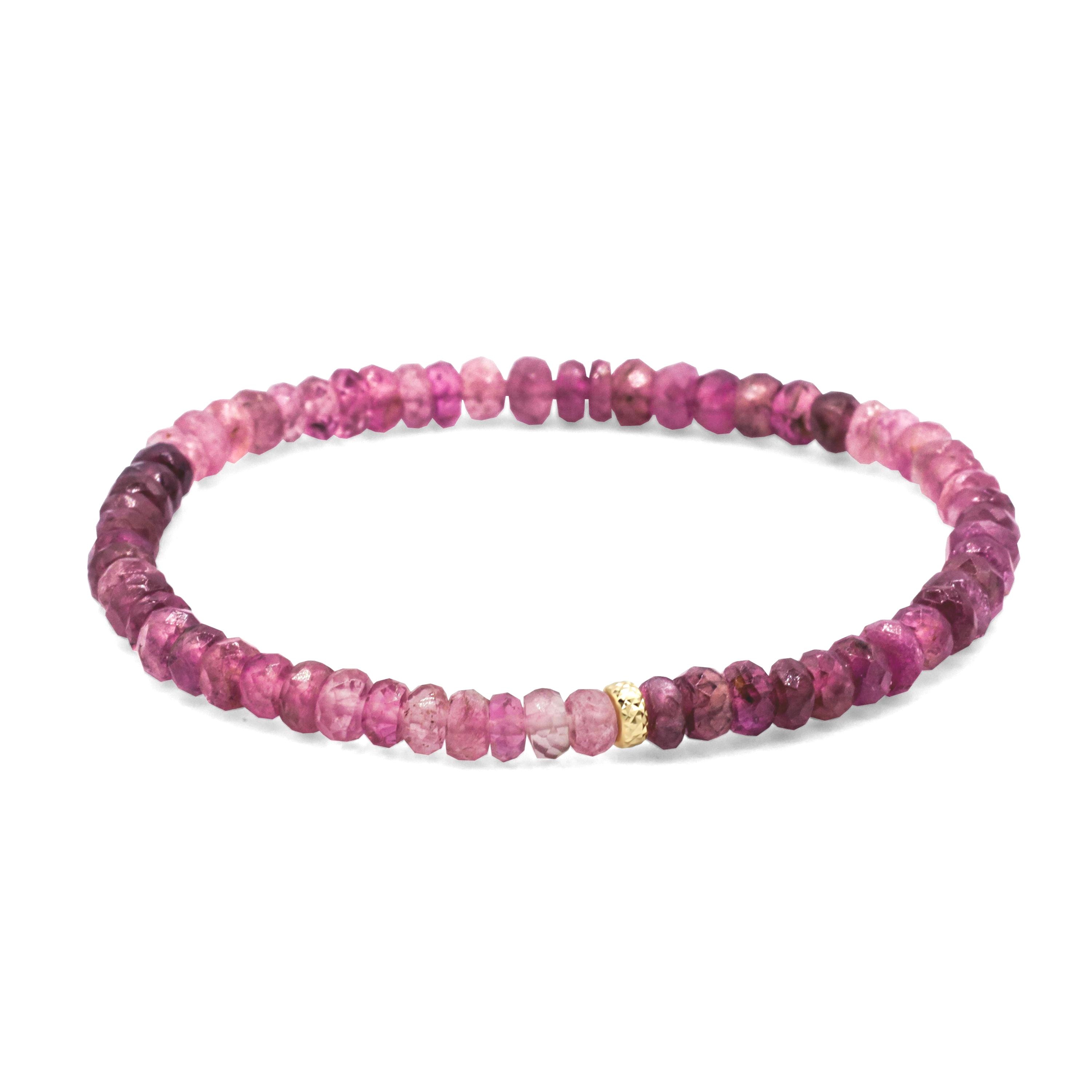 14k Gold Pink Tourmaline Bracelet | [ebpm1718] Bracelet Pink Tourmaline | Ombre Tourmaline Jewelry | Dainty Pink Tourmaline Bracelet