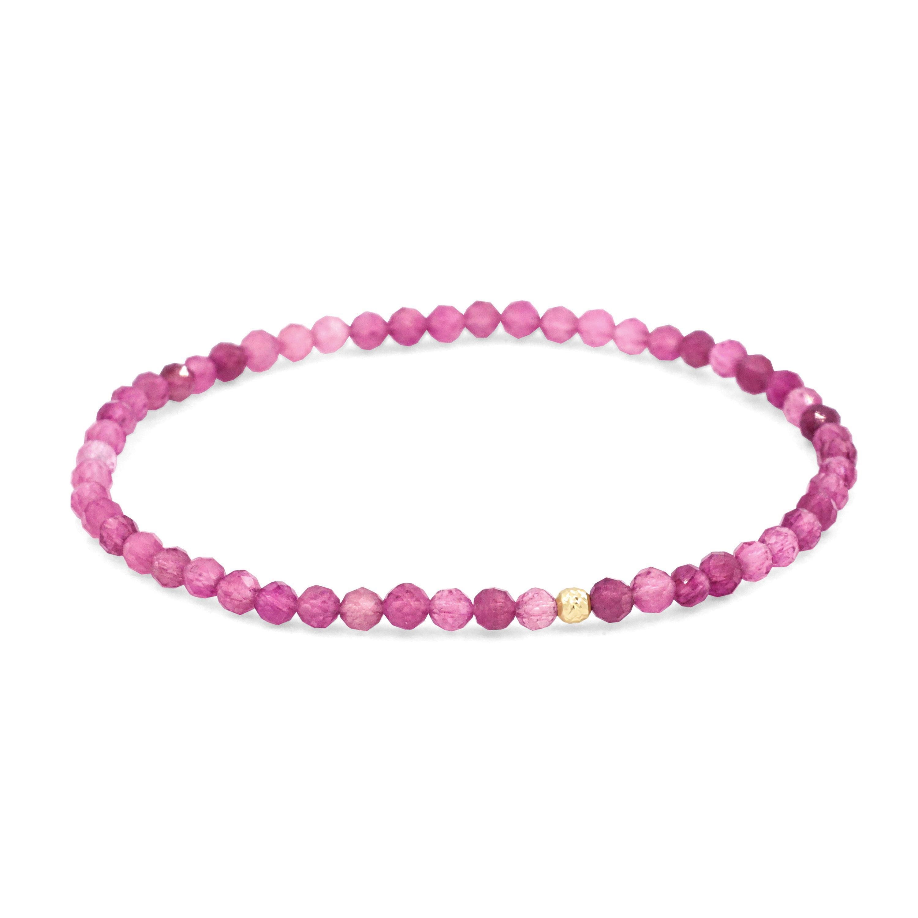 14k Solid Gold Pink Tourmaline | Aaaa+ Faceted Pink Tourmaline Bracelet | [ebpm1212] Pink Tourmaline | Tourmaline Gold Bracelet, Tourmaline