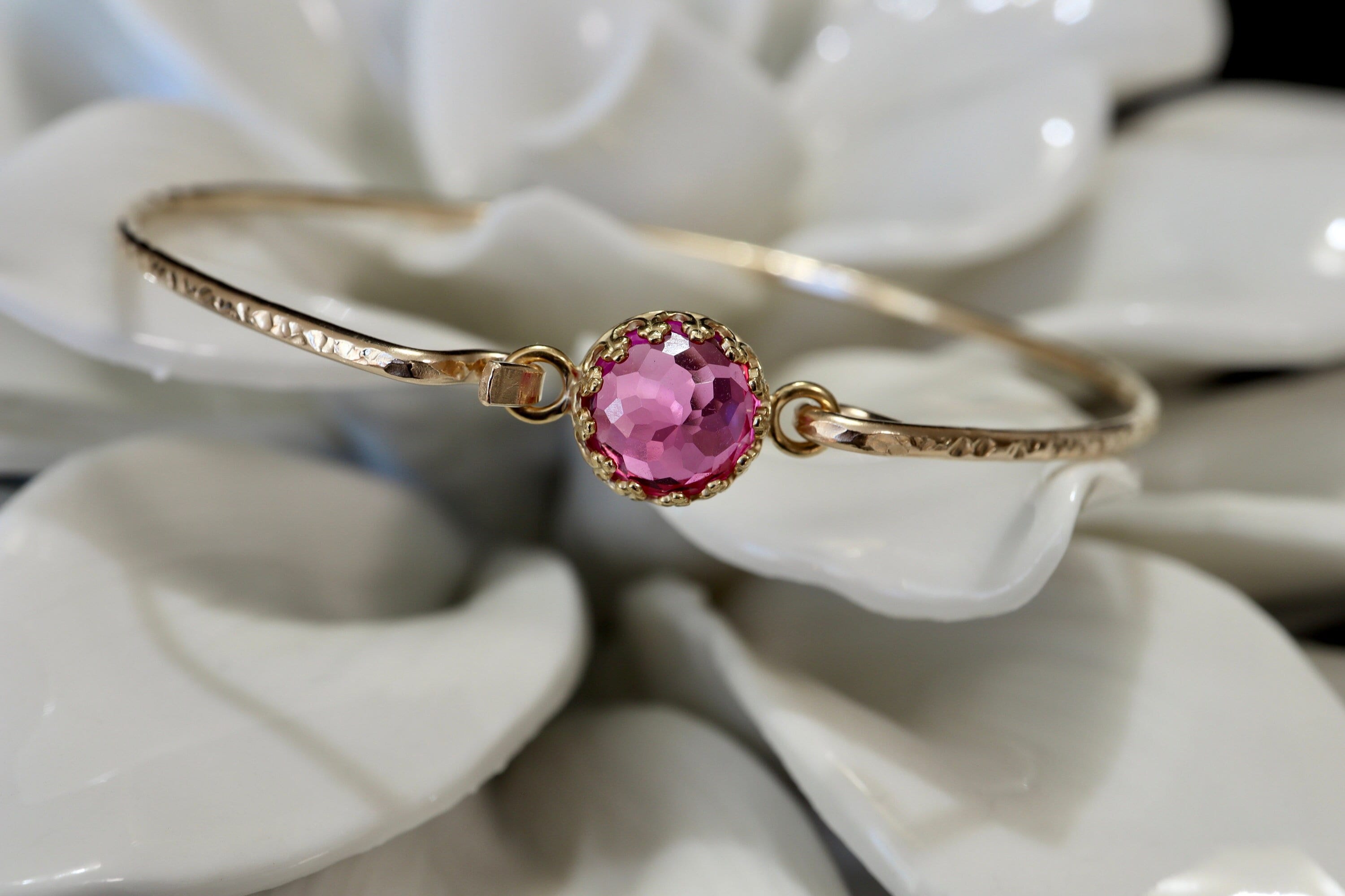 3 Ct Pink Tourmaline Royal Clasp Bangle | October Birthstone Gift | Sterling Silver Or 14kt Gold Filled Jewelry | 8th Wedding Anniversary 3 Ct Pink Tourmaline Royal Clasp Bangle | October Birthstone Gift | Sterling Silver Or 14kt Gold Filled Jewelry | 8th Wedding Anniversary