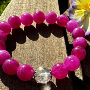 Pink Tourmaline and Angel Aura, 10mm, Healing Stone Bracelet with Positive Energy! Pink Tourmaline and Angel Aura, 10mm, Healing Stone Bracelet with Positive Energy!
