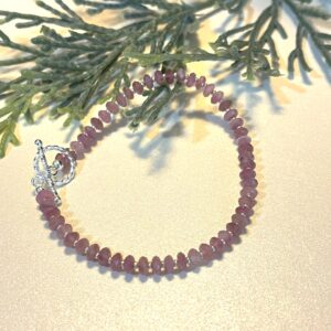 Pink Tourmaline and Sterling Silver Beaded Bracelet, All Natural Gemstones Pink Tourmaline and Sterling Silver Beaded Bracelet, All Natural Gemstones