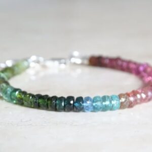 Blue and Pink Tourmaline Bracelet: Sterling Silver or Gold Filled Blue and Pink Tourmaline Bracelet: Sterling Silver or Gold Filled