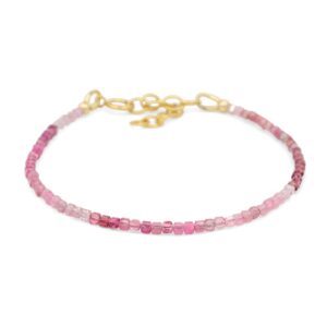 Pink Tourmaline Cube Bracelet, Ombre Pink Tourmaline Bracelet, 14k Gold Filled Bracelet, Dainty Gemstone Bracelet, October Birthstone