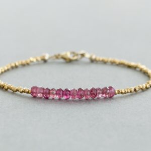 Dainty Pink Tourmaline Bracelet: Karen Hill Tribe Gold Vermeil Beads Dainty Pink Tourmaline Bracelet: Karen Hill Tribe Gold Vermeil Beads