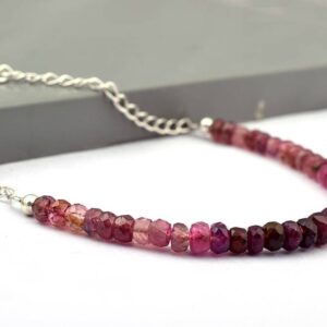 Designer Rondelle Pink Tourmaline Bracelet in 925 Sterling Silver, Dainty Bracelet, Beaded Gemstone Bracelet, Ombre Bracelet, Gift For Her Designer Rondelle Pink Tourmaline Bracelet in 925 Sterling Silver, Dainty Bracelet, Beaded Gemstone Bracelet, Ombre Bracelet, Gift For Her