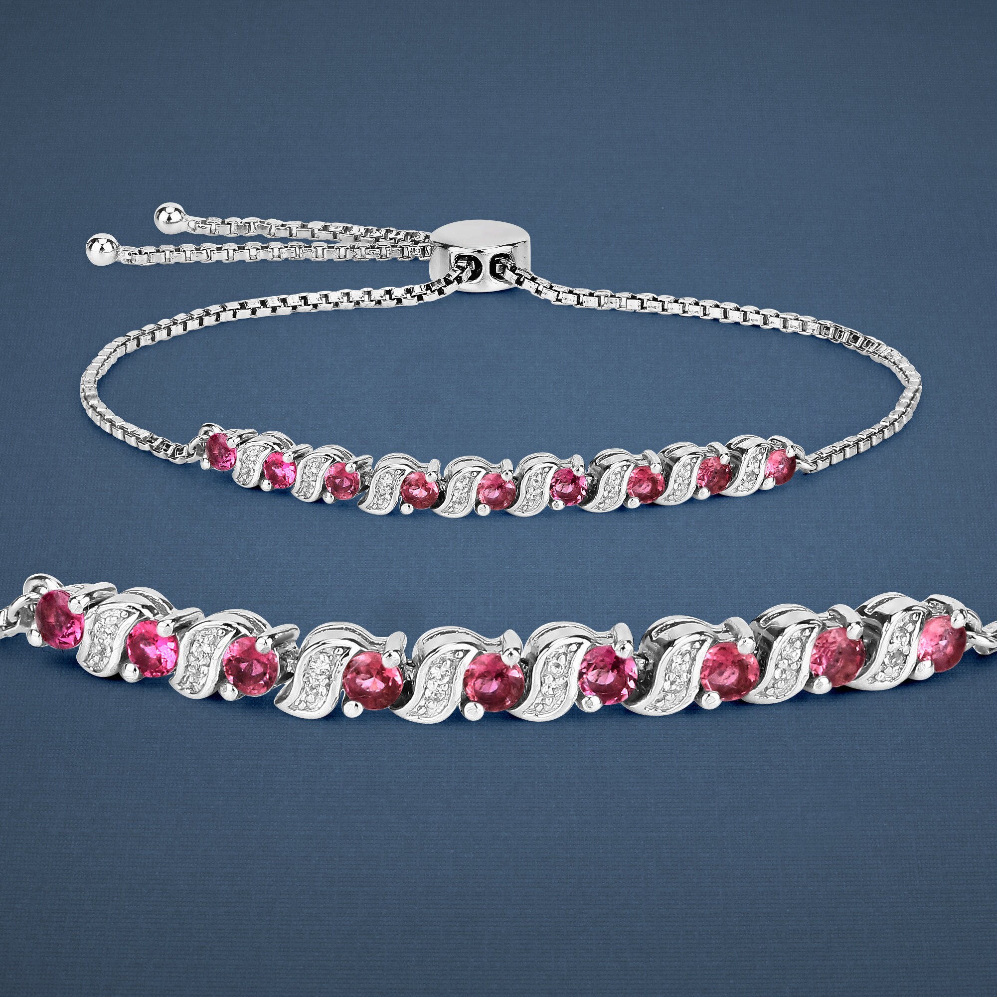 Pink Tourmaline Bracelet, Genuine Pink Tourmaline Bolo Bracelet For Her, Dainty Round Pink Gemstone Silver Bracelet For Her, Bridesmaid Gift