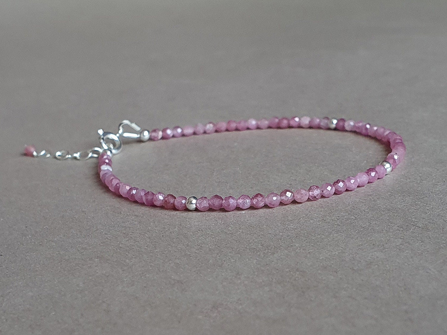 Pink Tourmaline Bracelet: Genuine Gemstone, Gold Filled Or Sterling Silver
