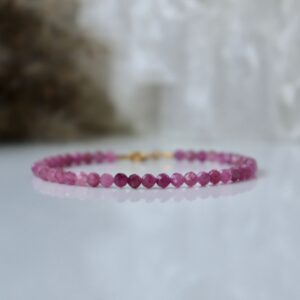 Genuine Pink Tourmaline, High Quality Pink Tourmaline Jewelry, October Birthstone, Dainty Minimalist Bracelet, Tiny Gemstone Bracelet 3mm Genuine Pink Tourmaline, High Quality Pink Tourmaline Jewelry, October Birthstone, Dainty Minimalist Bracelet, Tiny Gemstone Bracelet 3mm