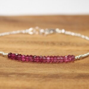 Pink Tourmaline Bracelet, Hill Tribe Silver Beads, Pink Tourmaline Jewelry, Layering, Minimalist, October Birthstone Pink Tourmaline Bracelet, Hill Tribe Silver Beads, Pink Tourmaline Jewelry, Layering, Minimalist, October Birthstone
