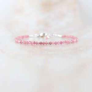 Pink Tourmaline Bracelet In Sterling Silver, Gold Or Rose Gold Filled With Dainty 2 To 2.2mm Faceted Beads, Natural Gemstone Jewellery Pink Tourmaline Bracelet In Sterling Silver, Gold Or Rose Gold Filled With Dainty 2 To 2.2mm Faceted Beads, Natural Gemstone Jewellery