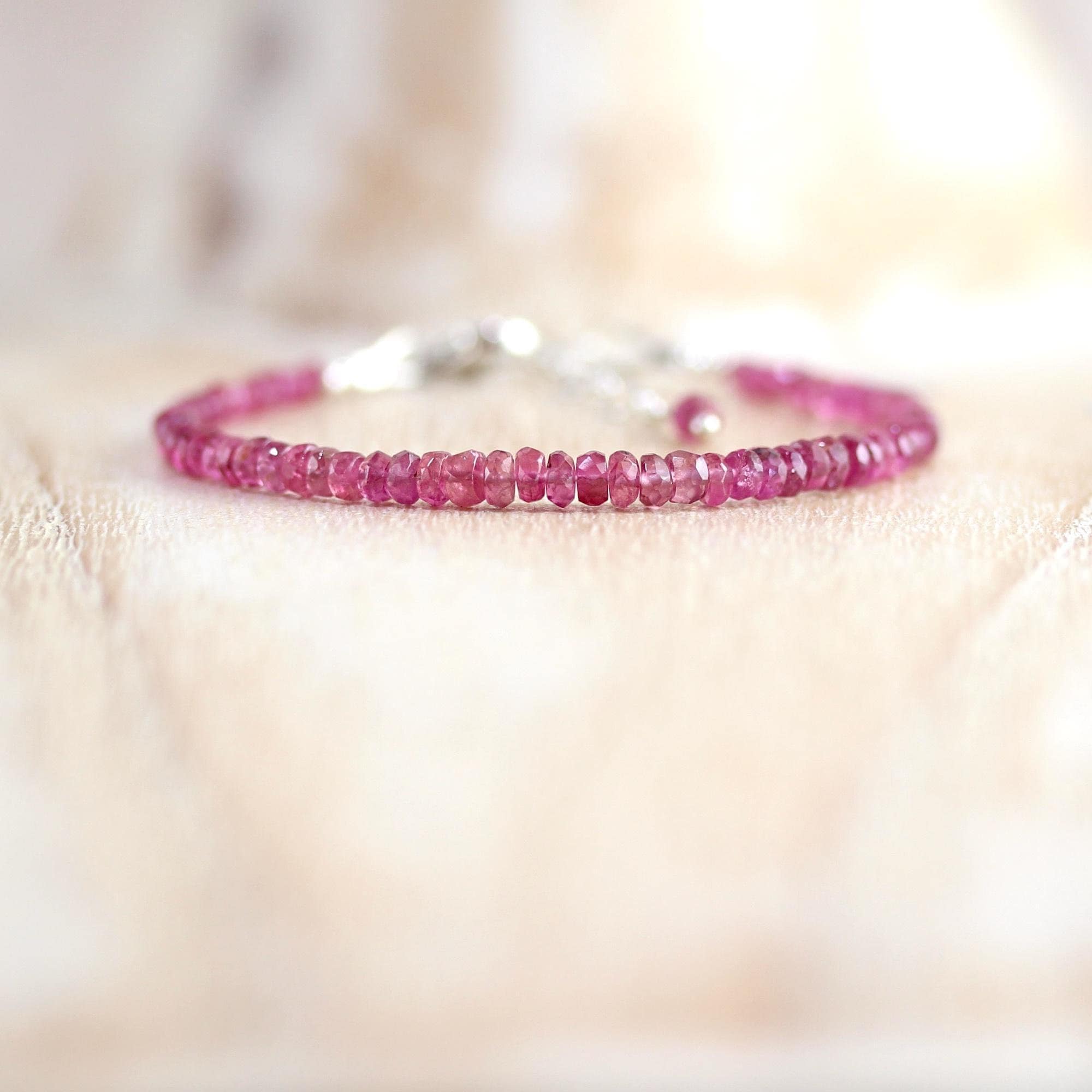 Pink Tourmaline Bracelet In Sterling Silver, Gold Or Rose Gold Filled, Dainty Natural Gemstone Jewelry, October Birthstone Gift For Her Pink Tourmaline Bracelet In Sterling Silver, Gold Or Rose Gold Filled, Dainty Natural Gemstone Jewelry, October Birthstone Gift For Her