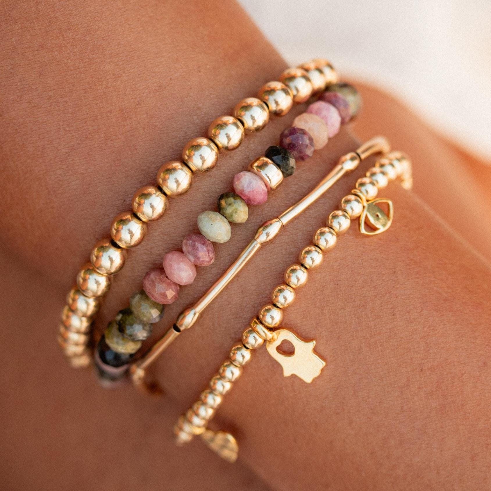 Mixed Tourmaline Bracelet | Multi Color Tourmaline | Pink Tourmaline Bracelet [ebmm1214] | Tourmaline Bracelet 6mm | Tourmaline