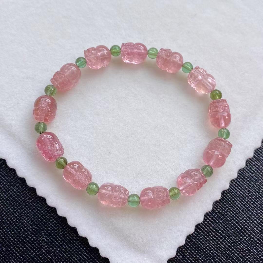 Natural Pink Tourmaline Pi Xiu Bracelet For Attracting Wealth,tourmaline Beaded Bracelet,jewelry Gift Bracelet