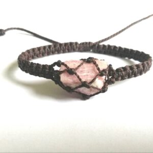 Raw Pink Tourmaline Bracelet: Macrame Healing Crystal Jewelry Raw Pink Tourmaline Bracelet: Macrame Healing Crystal Jewelry