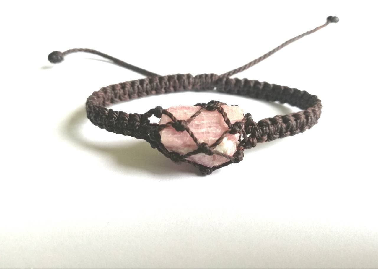 Raw Pink Tourmaline Bracelet: Macrame Healing Crystal Jewelry Raw Pink Tourmaline Bracelet: Macrame Healing Crystal Jewelry