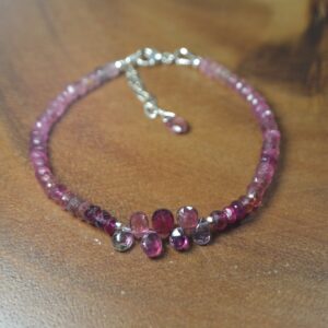 Rubellite Tourmaline Bracelet In Sterling Silver // Ombre Pink Tourmaline // October Birthstone // 5th, 8th Anniversary // Dainty Tourmaline Rubellite Tourmaline Bracelet In Sterling Silver // Ombre Pink Tourmaline // October Birthstone // 5th, 8th Anniversary // Dainty Tourmaline
