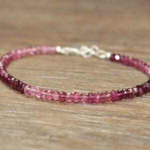 Pink Tourmaline Bracelet, Shaded Ombre Pink Tourmaline Jewelry, October Birthstone, Gemstone Jewelry Pink Tourmaline Bracelet, Shaded Ombre Pink Tourmaline Jewelry, October Birthstone, Gemstone Jewelry