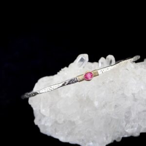 Pink Tourmaline Signature Bangle - October Birthstone Bracelet Available In 14k Gold Filled And Sterling Silver Pink Tourmaline Signature Bangle - October Birthstone Bracelet Available In 14k Gold Filled And Sterling Silver