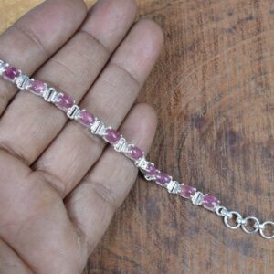 Pink Tourmaline Sterling Silver Bracelet: Adjustable Gemstone Jewelry Pink Tourmaline Sterling Silver Bracelet: Adjustable Gemstone Jewelry