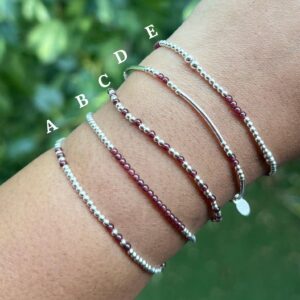 Pink Tourmaline Sterling Silver Beaded Bracelet - October Birthstone Pink Tourmaline Sterling Silver Beaded Bracelet - October Birthstone