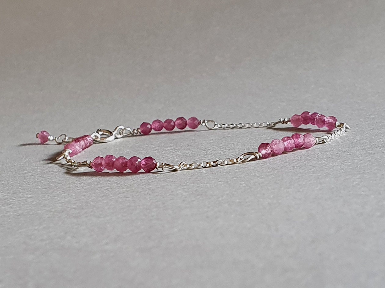Pink Tourmaline Bracelet: Sterling Silver Gemstone Jewelry Pink Tourmaline Bracelet: Sterling Silver Gemstone Jewelry