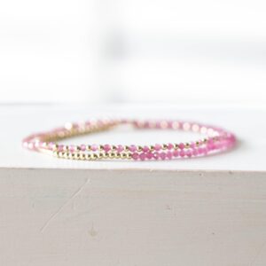 Pink Tourmaline Stretch Bracelets - Single Bracelet Or Set Of Two Pink Tourmaline Stretch Bracelets - Single Bracelet Or Set Of Two