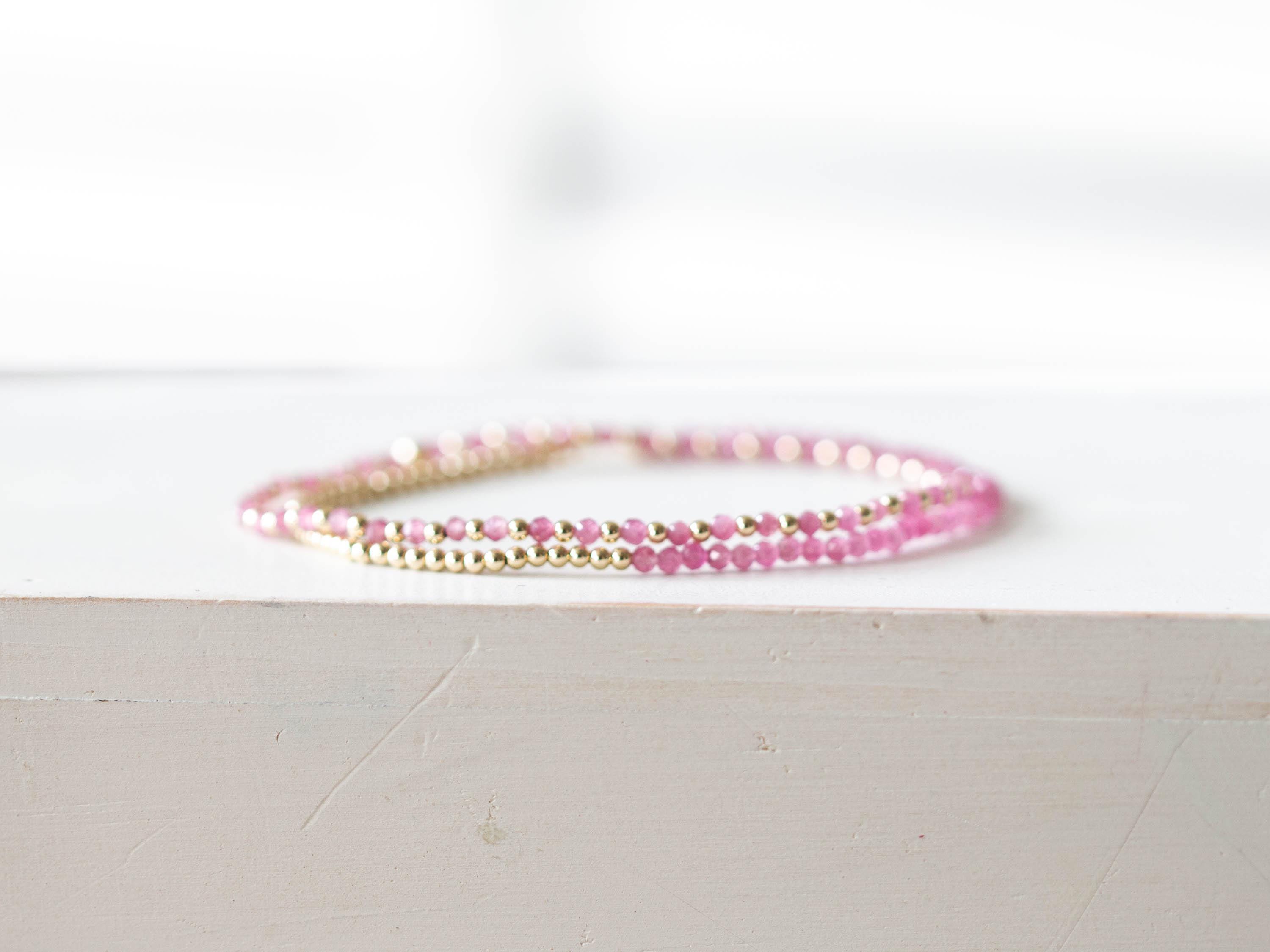 Pink Tourmaline Stretch Bracelets - Single Bracelet Or Set Of Two