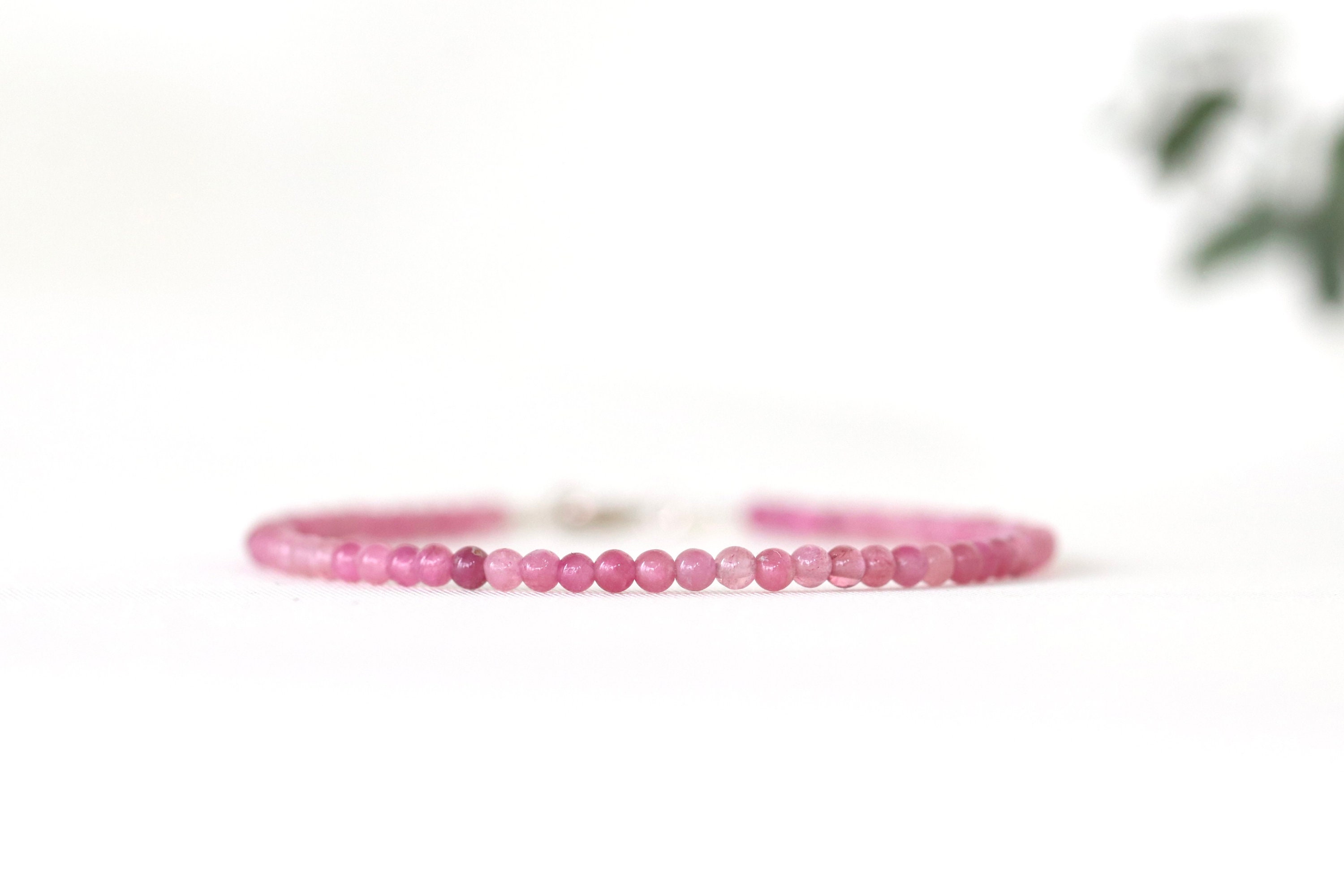 Pink Tourmaline Bracelet, Pink Tiny Bracelet, Pink Crystal Bracelet, Delicate Bracelet, Tourmaline Jewelry, October Birthstone, Fine Jewelry