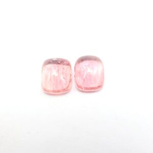 10.90 Carat, Natural Pink Tourmaline Cabochon Pair, Rectangle Tourmaline Cabs, Loose Gemstone, 12x10 Mm