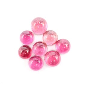 26.90 Carat, Natural Pink Tourmaline Cabochon Lot, Round Tourmaline Cabs, 10 To 8.50 Mm