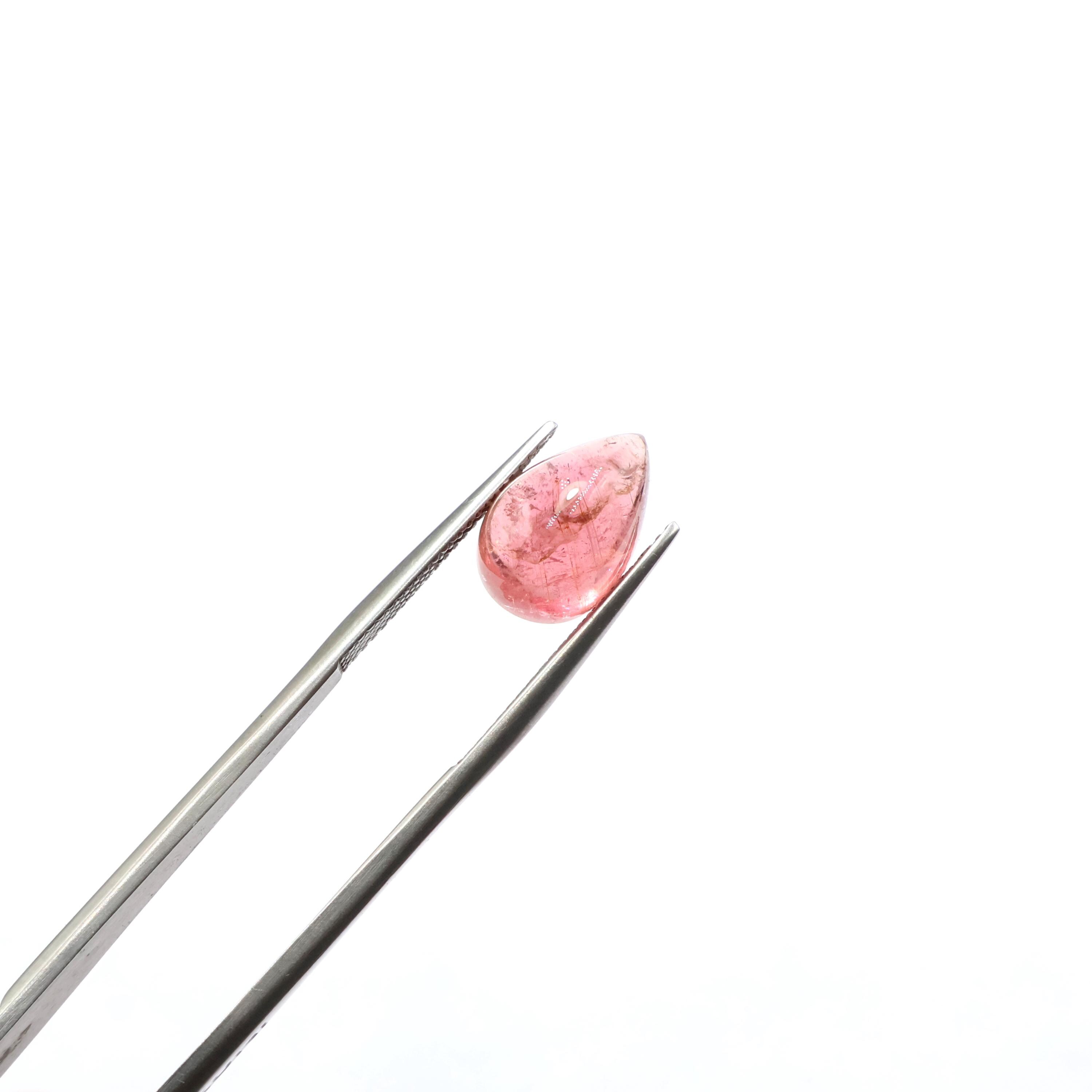 Pink Tourmaline Cabochon: 5.50 Ct Pear Shape Gemstone Pink Tourmaline Cabochon: 5.50 Ct Pear Shape Gemstone