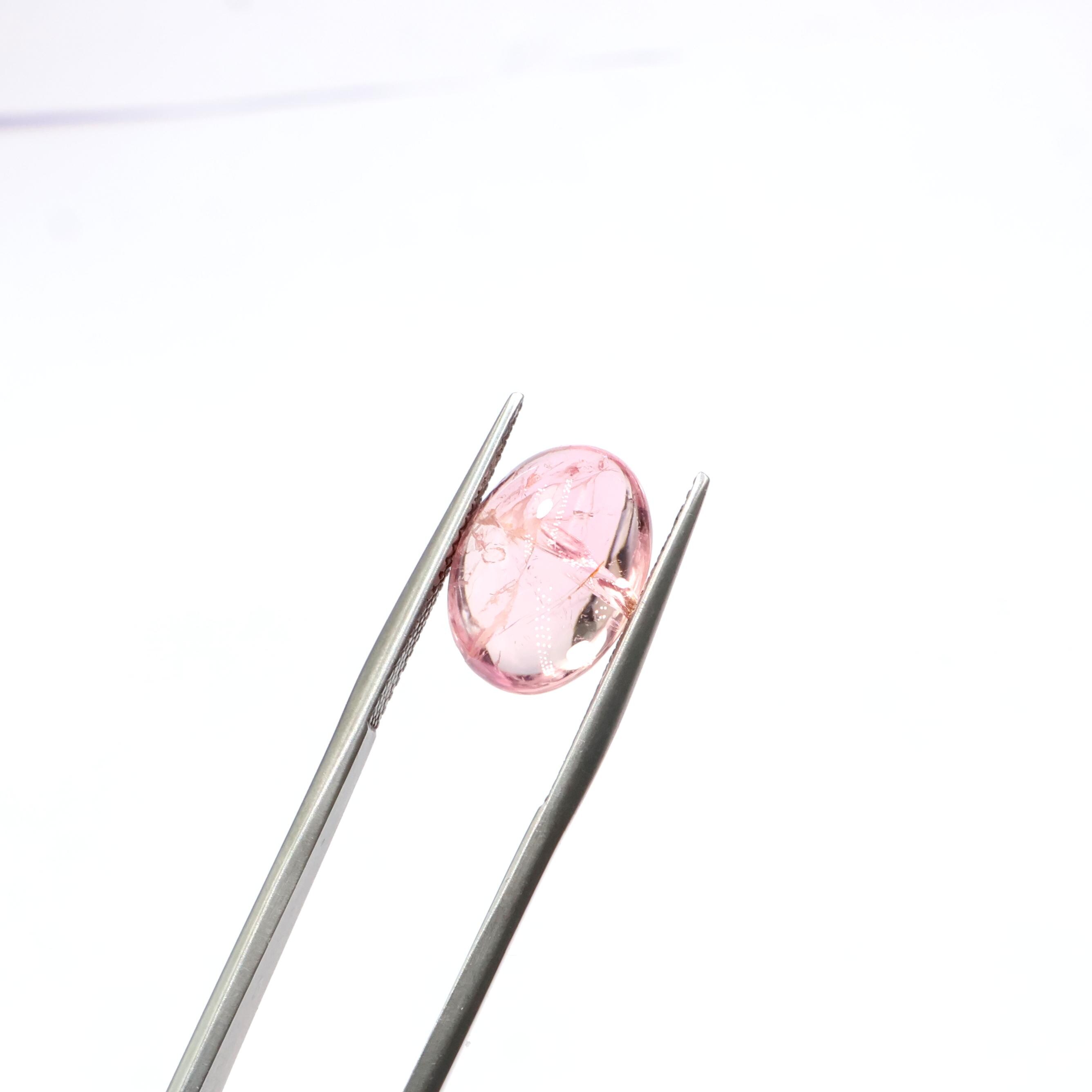 6.35 Ct Natural Pink Tourmaline Cabochon: Oval Gemstone