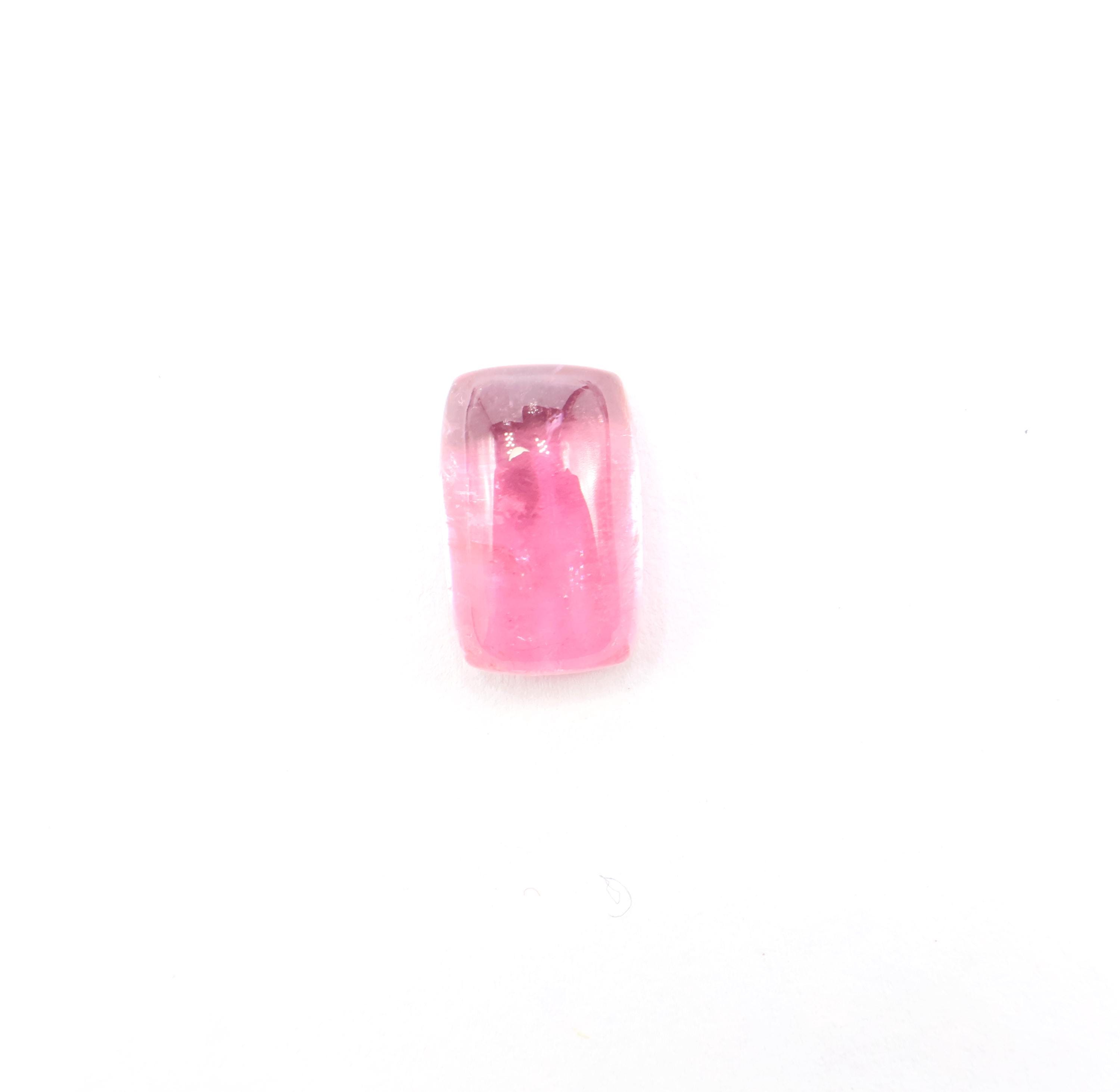 6.75 Carat, Natural Pink Tourmaline Cabochon, Rectangle Tourmaline Cabs, Loose Gemstone, 13x8.50 Mm