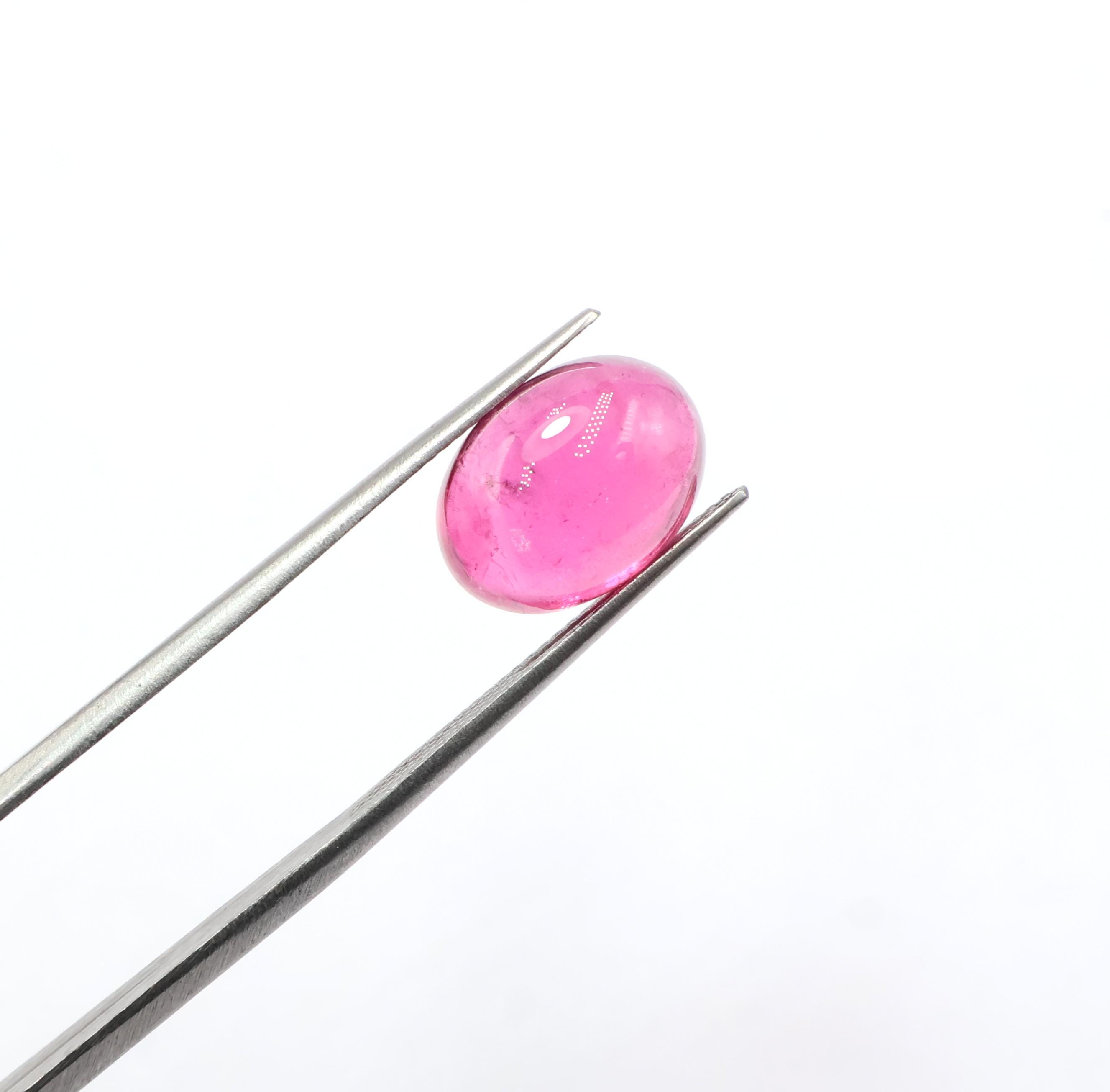 7.10 Carat, Natural Pink Tourmaline Cabochon, Oval Tourmaline Cabs, Loose Gemstone, 13x10 Mm