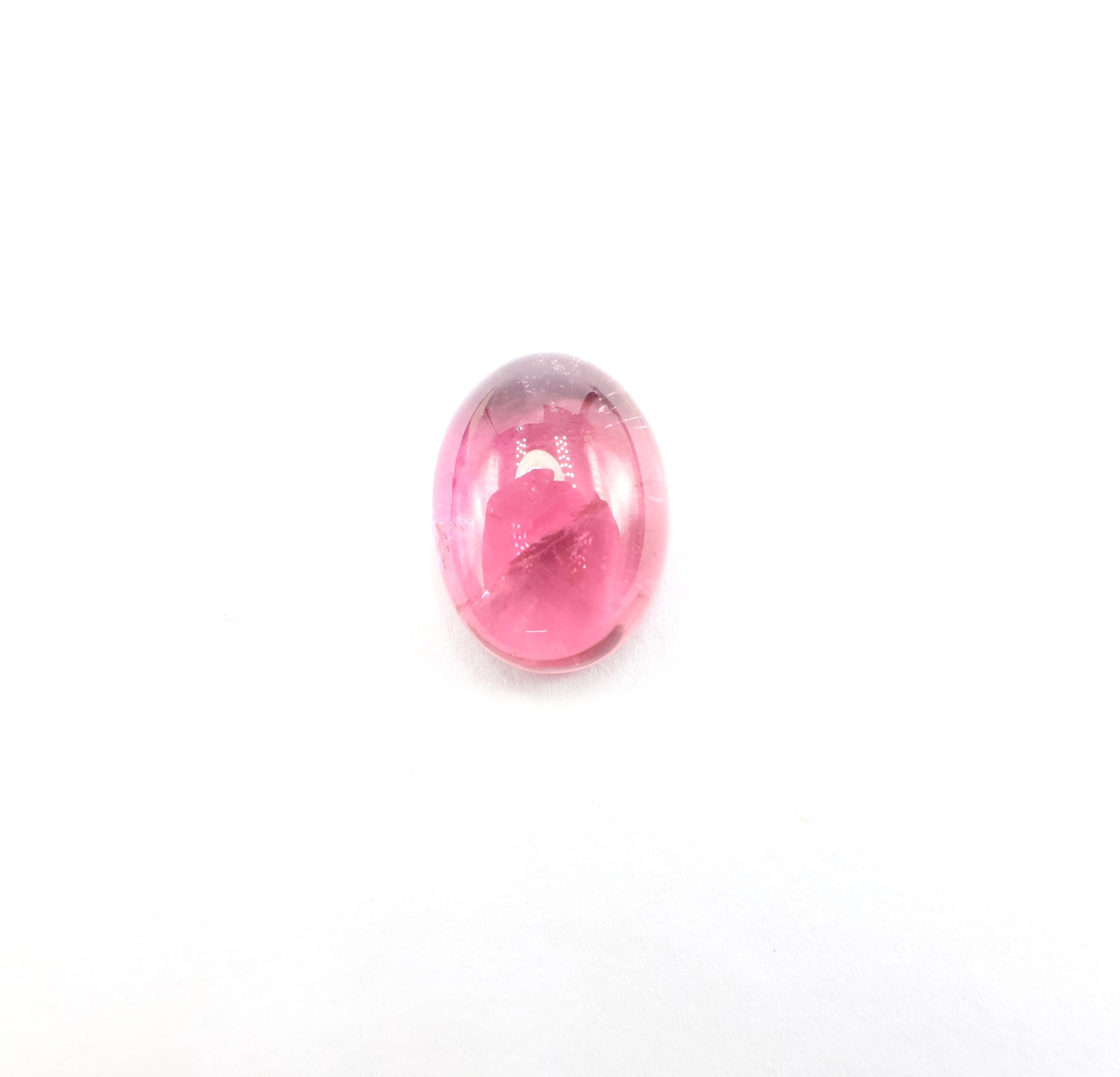 8.75 Carat, Natural Pink Tourmaline Cabochon, Oval Tourmaline Cabs, Loose Gemstone, 15x11 Mm
