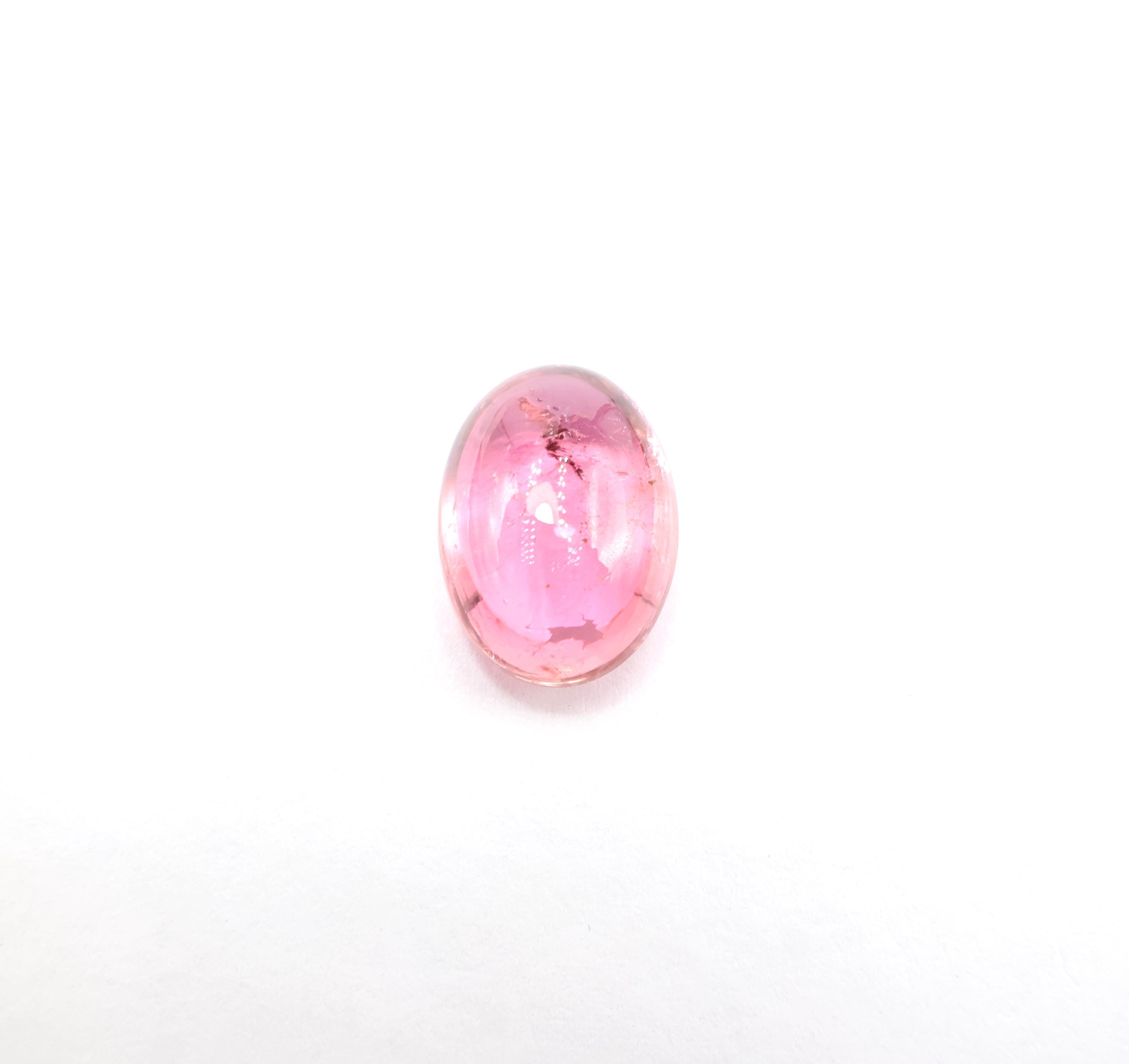9.60 Carat, Natural Pink Tourmaline Cabochon, Oval Tourmaline Cabs, Loose Gemstone, 15x11 Mm