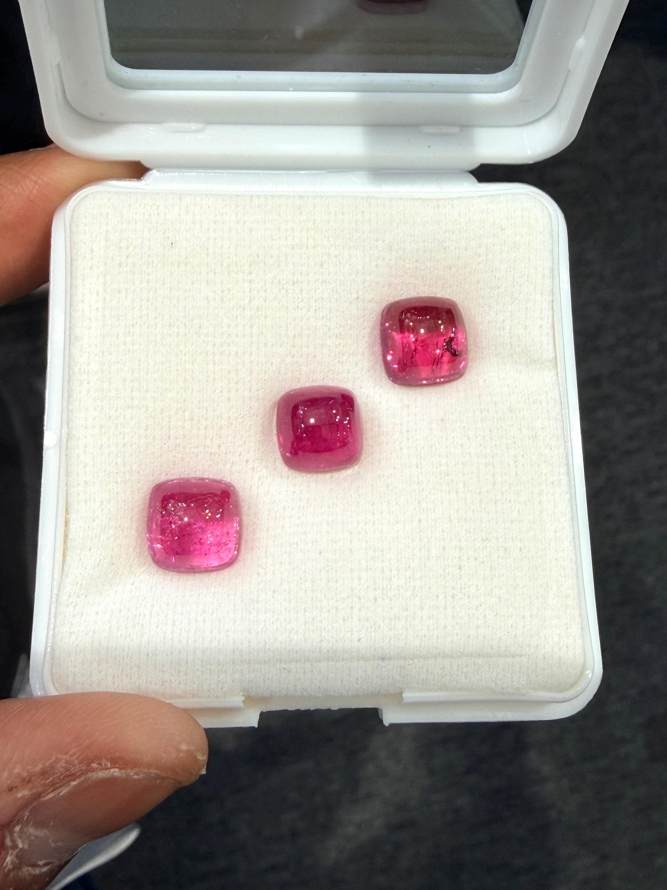 Pink Tourmaline Cabochon Lot: Natural Gemstone Jewelry Making (13.25 Ct, 3 Pcs)