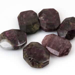 2 Pcs Natural Flat Nugget Center Drilled- Pink Tourmaline---perfect For Jewelry--- 15x20mm