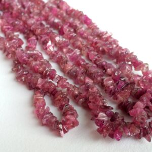 4-6mm Pink Tourmaline Chips, Pink Gemstone Chips, Raw Pink Tourmaline, 32 Inch, Pink Tourmaline For Necklace (1strand To 5strand Options)