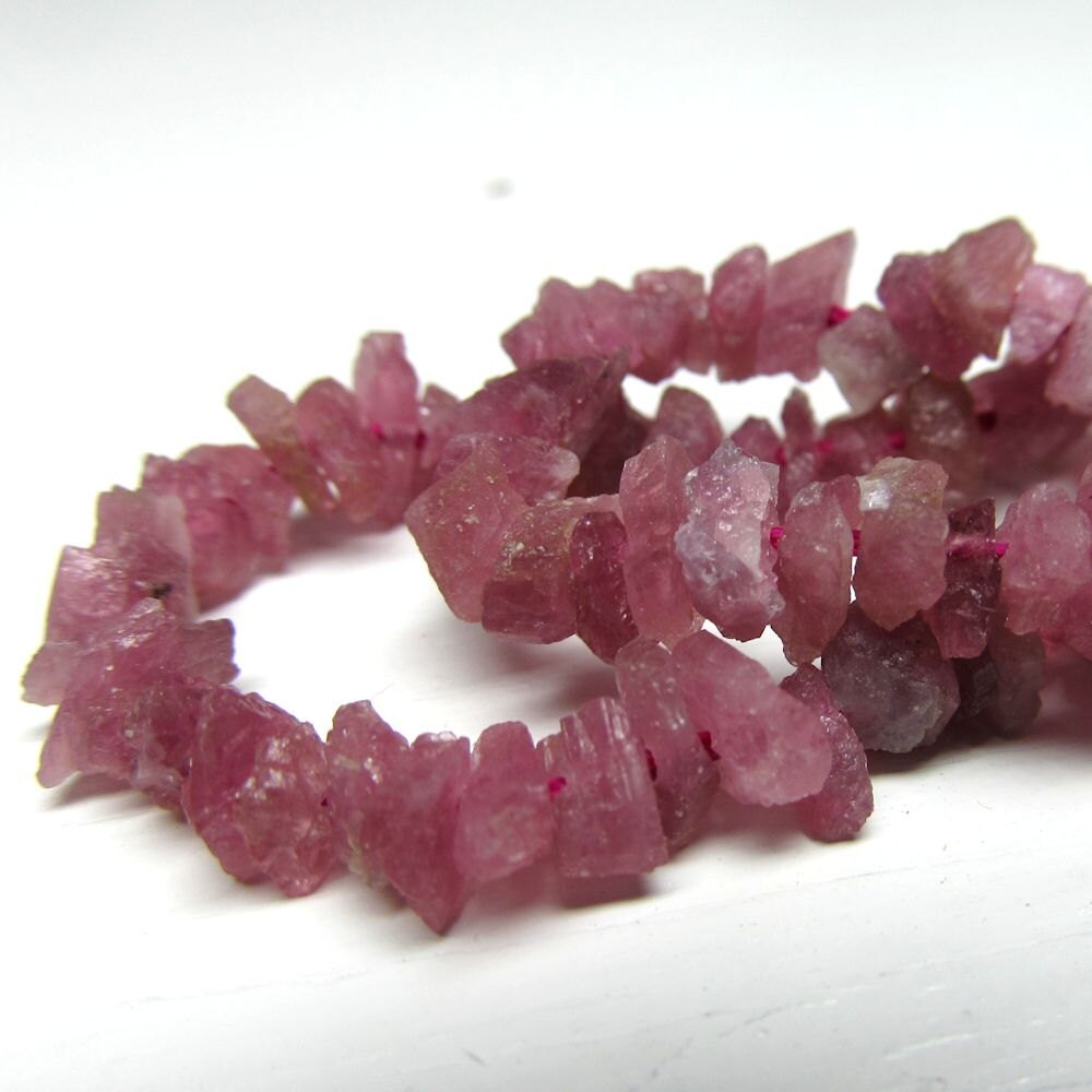Tourmaline Beads 5mm X 2mm Iridescent Natural Pink Tourmaline Form Shards - 7.5 Inch Strand