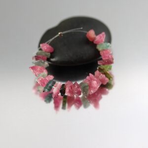 Blue and Pink Tourmaline Raw Chip Beads - 3 Inches - 6mm