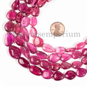 Exclusive Rare! Pink Tourmaline Nuggets Necklace, 6X10-11X16mm Tourmaline Gemstone Necklace, Long Beaded Necklace, Healing Crystal Necklace