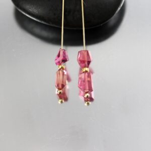Faceted Pink Tourmaline Nugget Beads - 2 Pairs - 5mm