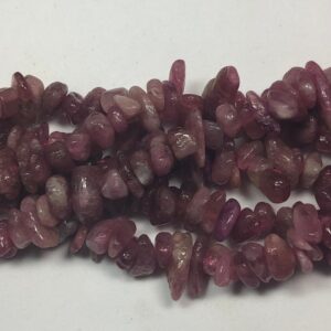 Pink Tourmaline Gemstone Chips. Full 16" Strand Of Deep Pink Tourmaline Chips, Approx. 5-7mm In Diameter.