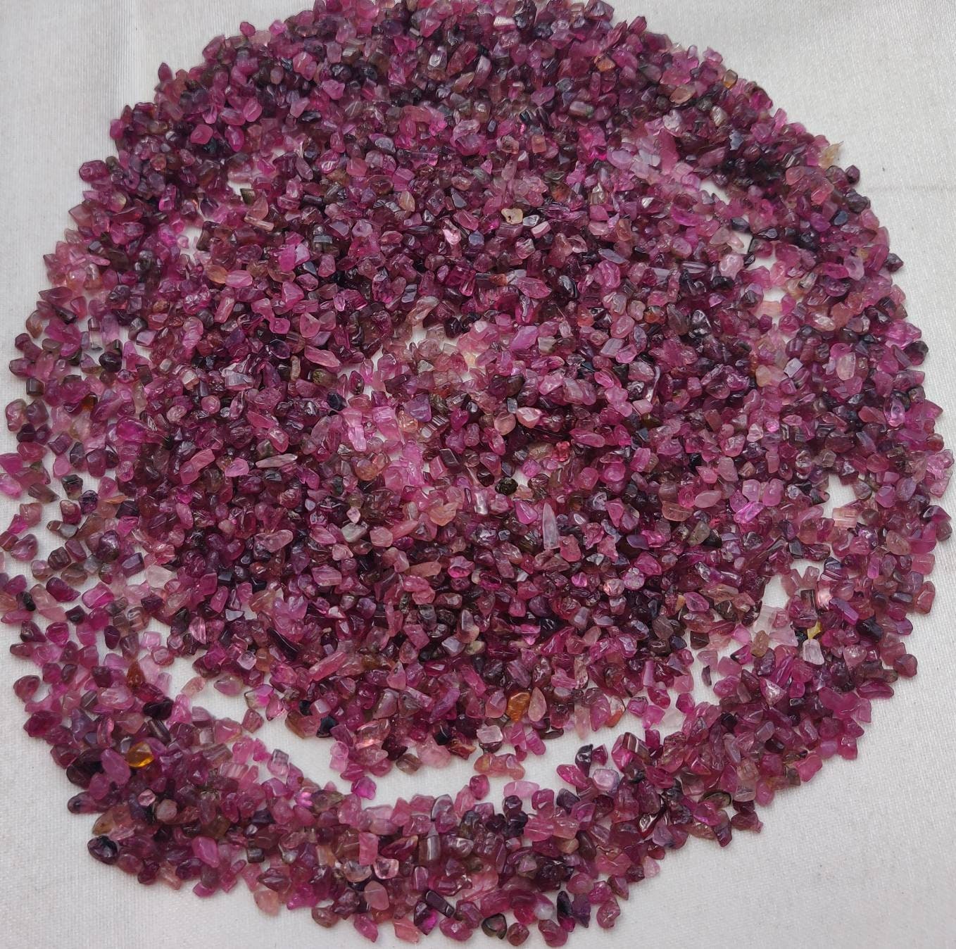 Pink Tourmaline Gemstone Chips: Polished Inlay, 10 Grams Pack