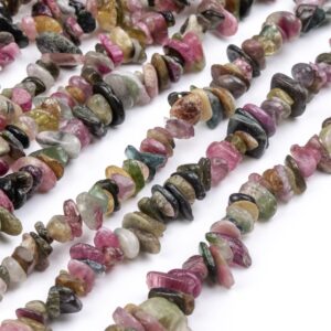 Genuine Natural Pink Tourmaline Gemstone Beads 4-10MM Multicolor Pebble Chips A Quality Loose Beads (112808)