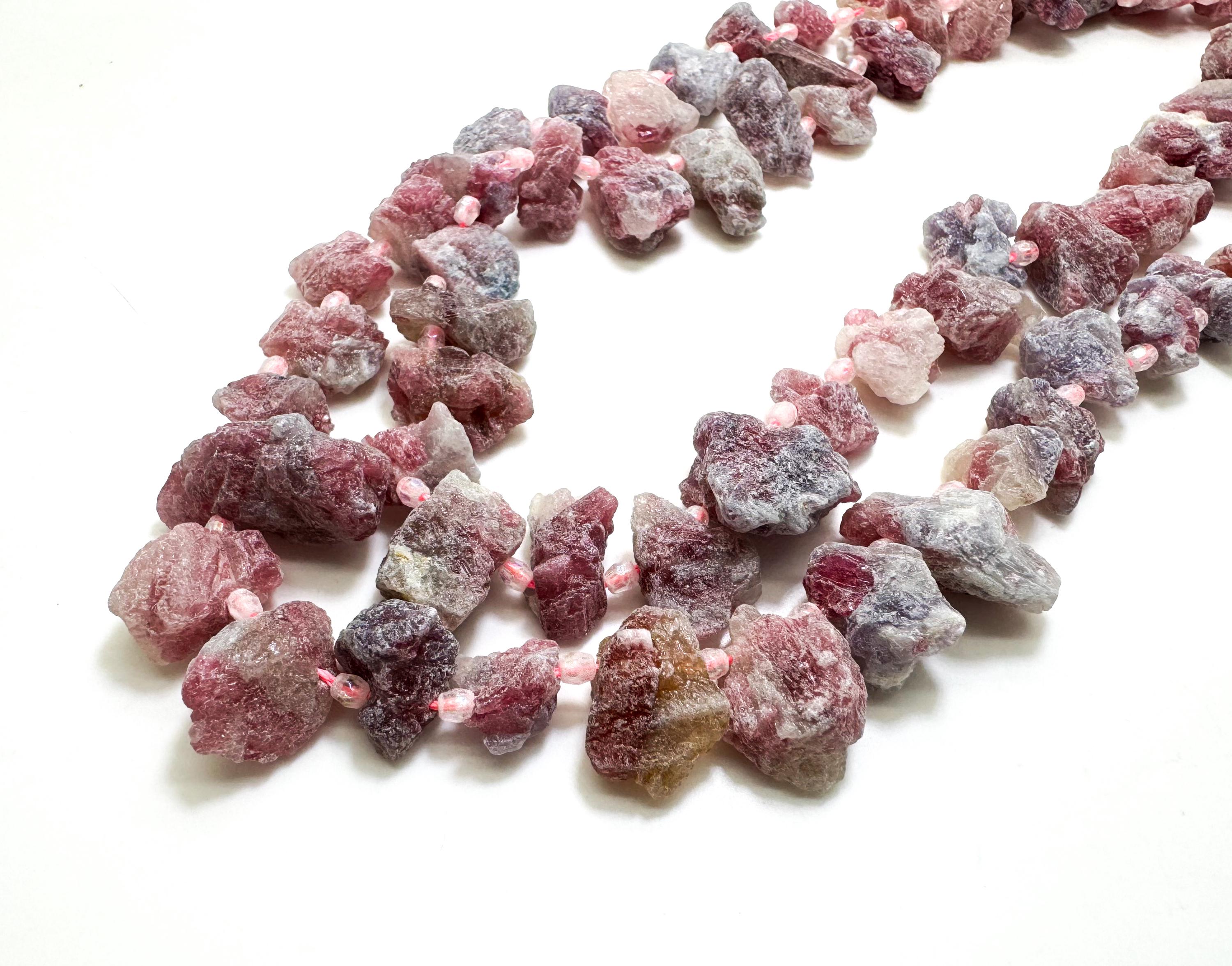 Natural Pink Tourmaline Beads, Raw Pink Tourmaline Chips Rough Cut Nugget Gemstone Beads - Pgs155